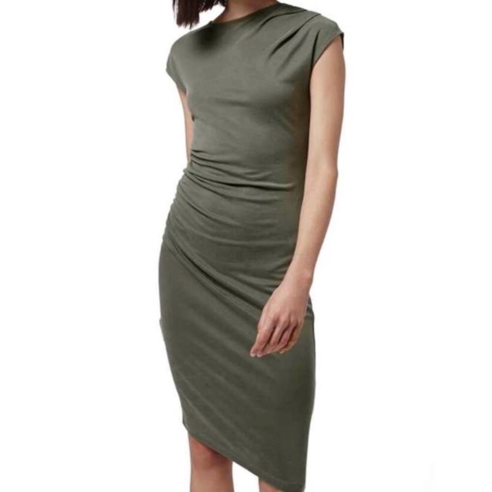 Topshop Asymmetric Olive Dress
